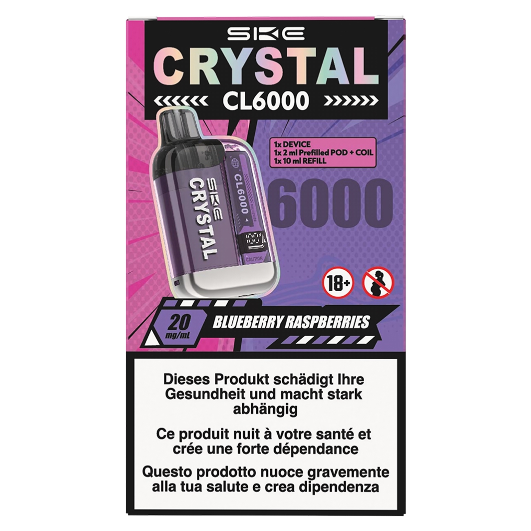 SKE Crystal Blueberry Raspberry 6000 Puffs