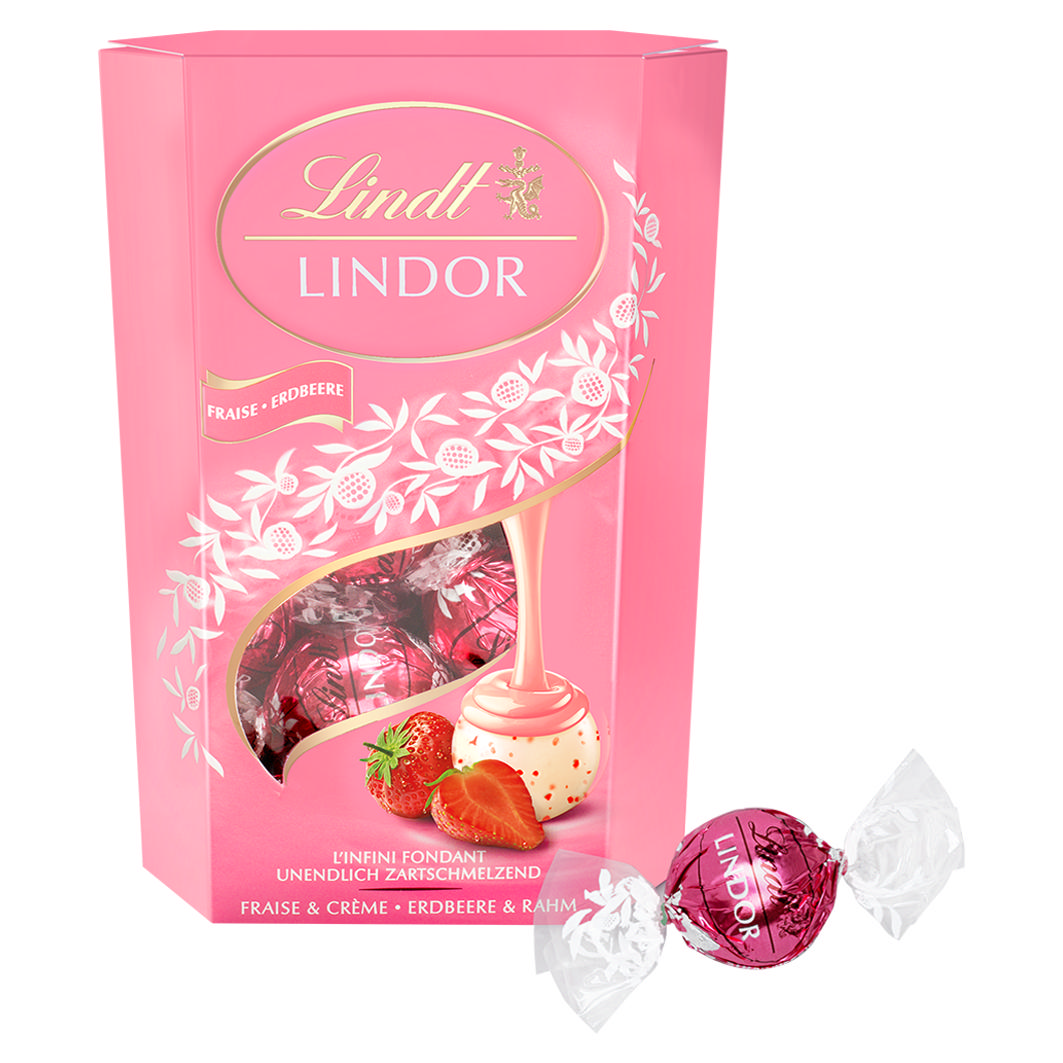 Lindor Kugeln weiss Erdbeer 200g