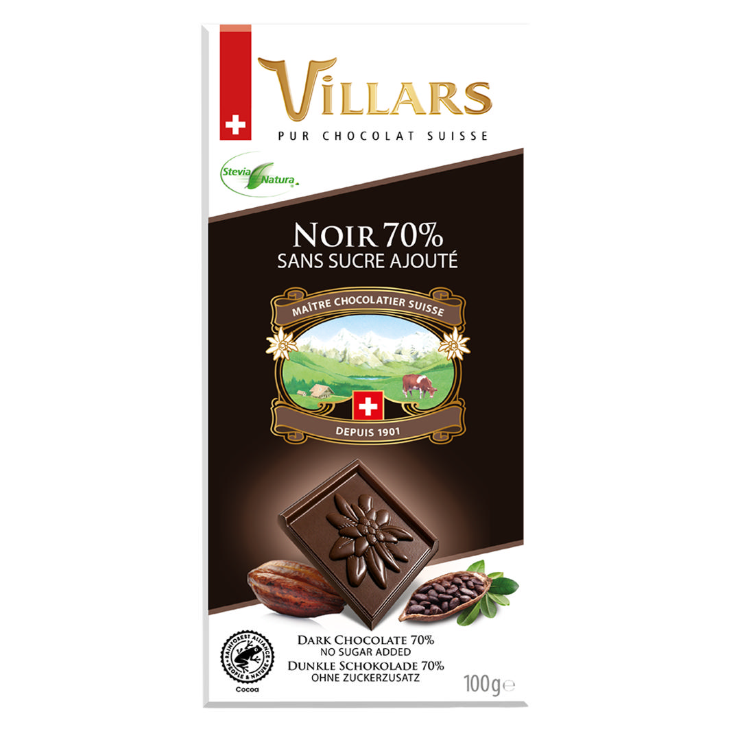 Villars Dunkel 70% Stevia 100g