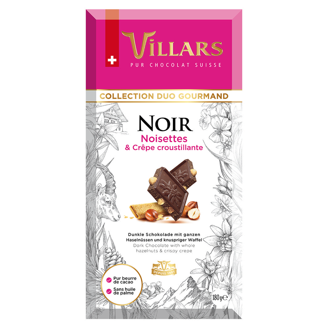 Villars Gourmand Noir Noisettes&Crêpe 180g