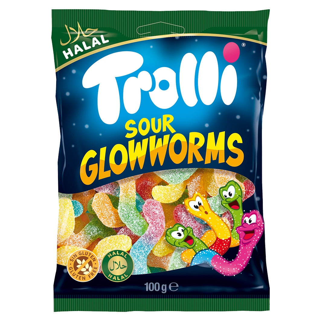 Trolli Halal Sour Glowworms 100g