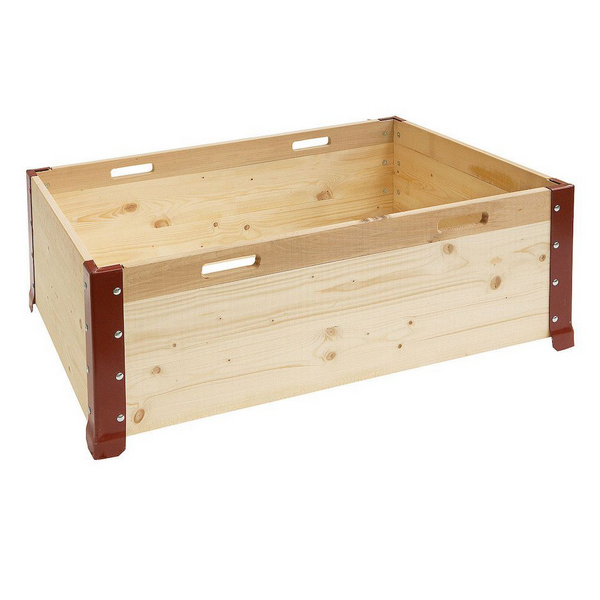 1 Palette mit + 3 Palettenrahmen für Leergut / Retour