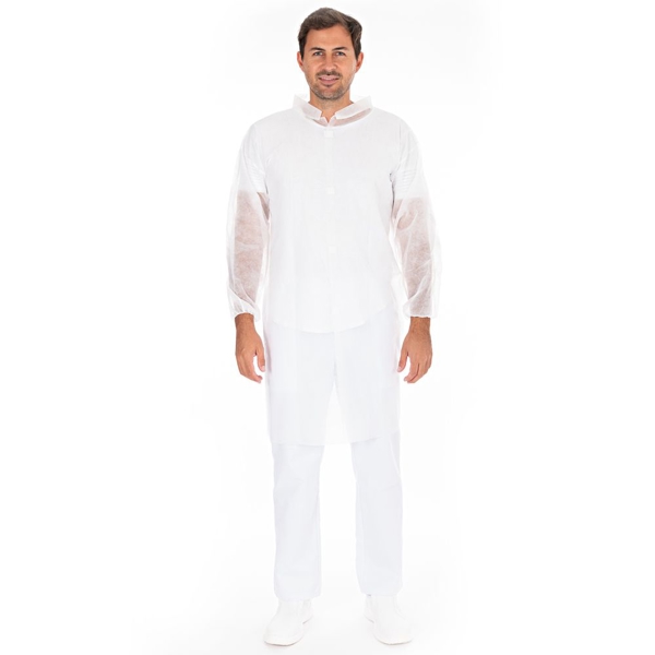 Besucherkittel Light PP-Vlies XL weiss, 30g/m2 110cm Länge 130cm Um Klettverschluss - Webstar - Hygiene- und Verbrauchsartikel - Medizin- und Pflegeprodukte - Articles d’hygiène et consommables - Produits médicaux et de soins