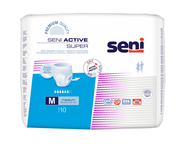Seni Active Super Medium atmungsaktive elastische Inkontinenzslips, 8 × 10 Stück - Webstar - Hygiene- und Verbrauchsartikel - Medizin- und Pflegeprodukte - Kiosk- und Shopartikel - Fun Food Service - Schweiz - Articles d’hygiène et consommables - Produits médicaux et de soins - Produits de kiosque et de magasin - Fun Food Service - Suisse