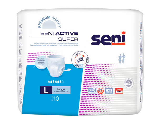 Seni Active Super Large atmungsaktive elastische Inkontinenzslips, 8 × 10 Stück - Webstar - Hygiene- und Verbrauchsartikel - Medizin- und Pflegeprodukte - Kiosk- und Shopartikel - Fun Food Service - Schweiz - Articles d’hygiène et consommables - Produits médicaux et de soins - Produits de kiosque et de magasin - Fun Food Service - Suisse