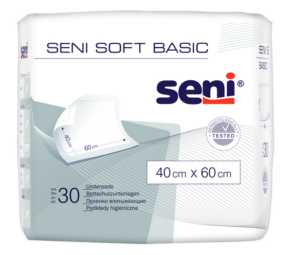 Seni Soft Basic Krankenunterlagen Unterlagen mit Saugkern aus Zellstoff-Flocken, Unterseite aus wasserdichter Folie, 40 × 60 cm - Webstar - Hygiene- und Verbrauchsartikel - Medizin- und Pflegeprodukte - Kiosk- und Shopartikel - Fun Food Service - Schweiz - Articles d’hygiène et consommables - Produits médicaux et de soins - Produits de kiosque et de magasin - Fun Food Service - Suisse