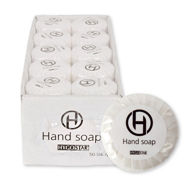 HYGOSTAR Handseife rund einzeln verpackt 18.4 gr., 4 cm hygostar-handseife-rund-einzeln-verpackt-18-4-gr-4-cm-50-1070 - Webstar - Hygiene- und Verbrauchsartikel - Medizin- und Pflegeprodukte - Kiosk- und Shopartikel - Fun Food Service - Schweiz - Articles d’hygiène et consommables - Produits médicaux et de soins - Produits de kiosque et de magasin - Fun Food Service - Suisse
