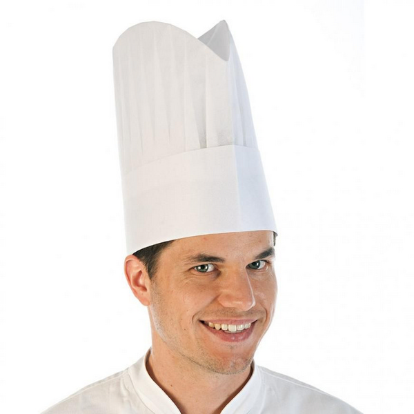 Kochmützen Toque "Excellent" weiss 23 cm Krepp-Papier