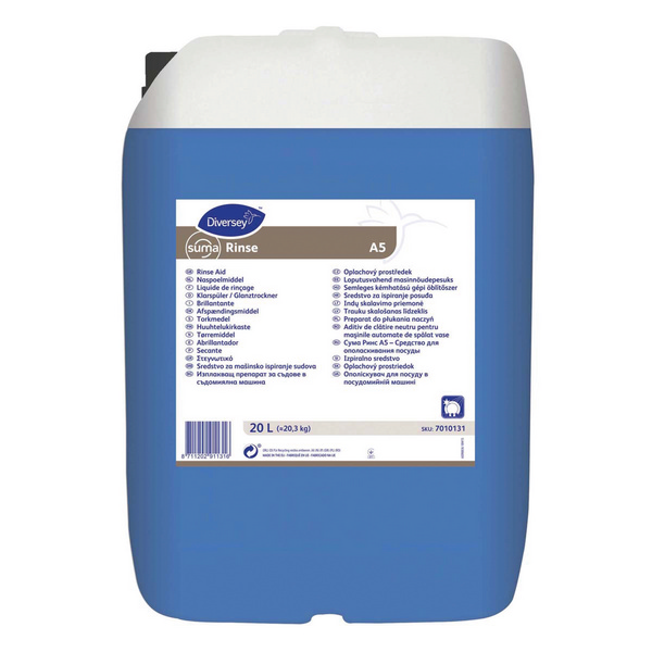 Suma Rinse A5 Klarspüler blau, flüssig, pH: 7, 20 Liter, über Dosiergerät - Webstar - Hygiene- und Verbrauchsartikel - Medizin- und Pflegeprodukte - Kiosk- und Shopartikel - Fun Food Service - Schweiz - Articles d’hygiène et consommables - Produits médicaux et de soins - Produits de kiosque et de magasin - Fun Food Service - Suisse