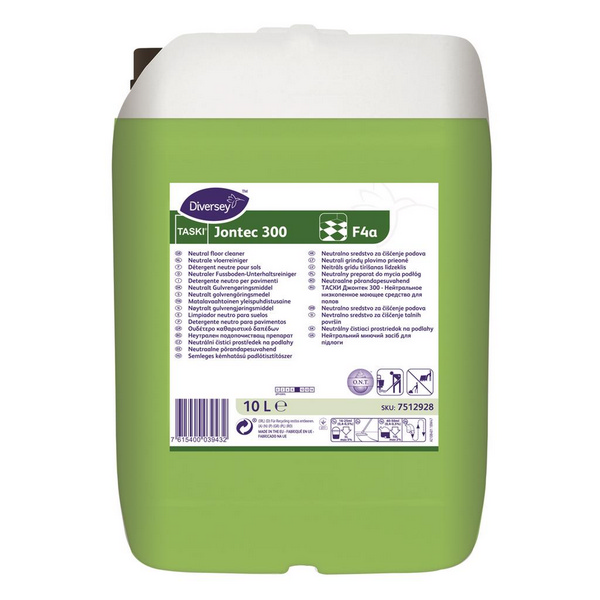 TASKI Jontec 300 F4a Bodenreiniger parfümiert, grün, flüssig, pH: 9, 10 Liter, Konzentrat - Webstar - Hygiene- und Verbrauchsartikel - Medizin- und Pflegeprodukte - Kiosk- und Shopartikel - Fun Food Service - Schweiz - Articles d’hygiène et consommables - Produits médicaux et de soins - Produits de kiosque et de magasin - Fun Food Service - Suisse