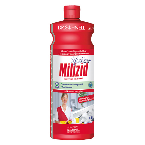 MILIZID SHINE Sanitärreiniger und Kalklöser mit spezieller Öl-, Kalklösekraft