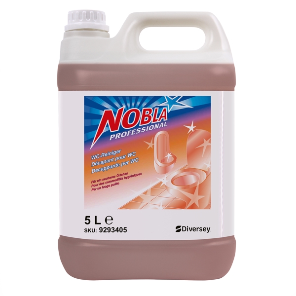 NOBLA professional Toilettenreiniger parfümiert, rot, flüssig, pH: <2, biologisch abbaubar zur Grundreinigung und Entkalkung von WC-Schüsseln und Pissoirs 5 Liter, gebrauchsfertig - Webstar - Hygiene- und Verbrauchsartikel - Medizin- und Pflegeprodukte - Articles d’hygiène et consommables - Produits médicaux et de soins