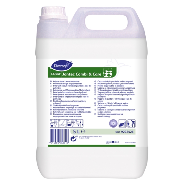 TASKI Jontec Combi und Care Bodenreiniger herbal, weiss, flüssig, pH: 9 zur Reinigung und Pflege aller wasserfesten Bodenbeläge, etnfernt wirkungsvoll wasserlösliche und fetthaltige Verschmutzungen 5 Liter, Konzentrat - Webstar - Hygiene- und Verbrauchsartikel - Medizin- und Pflegeprodukte - Articles d’hygiène et consommables - Produits médicaux et de soins