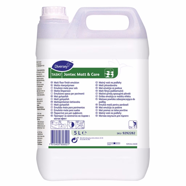 TASKI Jontec Matt& Care matte Dispersion produktspezifisch, weiss, flüssig, pH: 9 5 Liter - Webstar - Hygiene- und Verbrauchsartikel - Medizin- und Pflegeprodukte - Articles d’hygiène et consommables - Produits médicaux et de soins