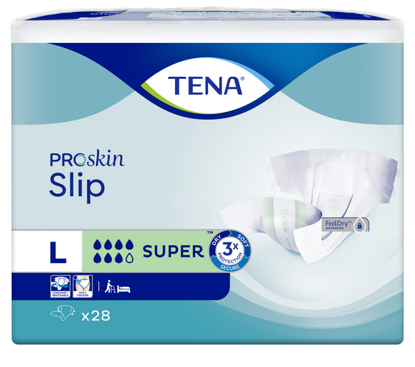 TENA Slip Super ConfioAir Large FeelDry für ein absolut trockenes Gefühl, Hüfte 92 - 144 cm, Farbcode: grün, 3 × 28 Stück - Webstar - Hygiene- und Verbrauchsartikel - Medizin- und Pflegeprodukte - Kiosk- und Shopartikel - Fun Food Service - Schweiz - Articles d’hygiène et consommables - Produits médicaux et de soins - Produits de kiosque et de magasin - Fun Food Service - Suisse