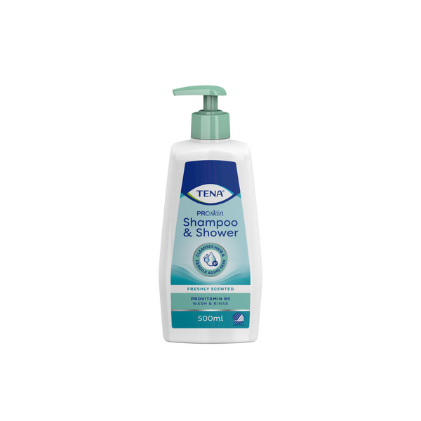 TENA Shampoo&Shower Shampoo und Duschgel 500 ml - Webstar - Hygiene- und Verbrauchsartikel - Medizin- und Pflegeprodukte - Kiosk- und Shopartikel - Fun Food Service - Schweiz - Articles d’hygiène et consommables - Produits médicaux et de soins - Produits de kiosque et de magasin - Fun Food Service - Suisse
