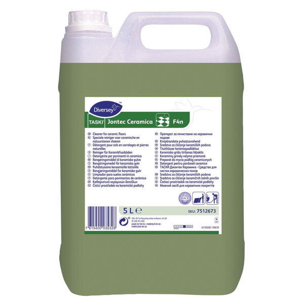 TASKI Jontec Ceramica F4n Bodenreiniger parfümiert, grün, flüssig, pH: 8, 5 Liter, Konzentrat - Webstar - Hygiene- und Verbrauchsartikel - Medizin- und Pflegeprodukte - Kiosk- und Shopartikel - Fun Food Service - Schweiz - Articles d’hygiène et consommables - Produits médicaux et de soins - Produits de kiosque et de magasin - Fun Food Service - Suisse