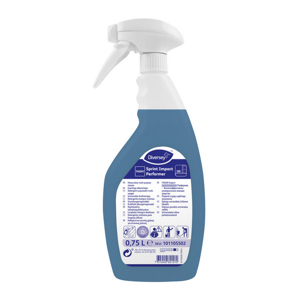 TASKI Sprint Impact Performer Oberflächenreiniger parfümiert, blau, flüssig, pH: 11, 750 ml, gebrauchsfertig, mit Sprühkopf - Webstar - Hygiene- und Verbrauchsartikel - Medizin- und Pflegeprodukte - Kiosk- und Shopartikel - Fun Food Service - Schweiz - Articles d’hygiène et consommables - Produits médicaux et de soins - Produits de kiosque et de magasin - Fun Food Service - Suisse