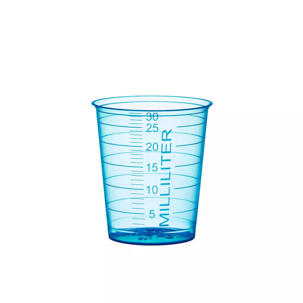 Medizinbecher mit Graduierung 30 ml, unzerbrechlich, aus PP, blau - Webstar - Hygiene- und Verbrauchsartikel - Medizin- und Pflegeprodukte - Kiosk- und Shopartikel - Fun Food Service - Schweiz - Articles d’hygiène et consommables - Produits médicaux et de soins - Produits de kiosque et de magasin - Fun Food Service - Suisse