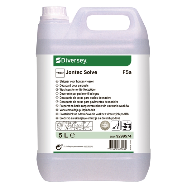 TASKI Jontec Solve Wachsentferner parfümiert, farblos, flüssig zur Entfernung von Wachsen, Fett- und Ölschichten 5 Liter, gebrauchsfertig - Webstar - Hygiene- und Verbrauchsartikel - Medizin- und Pflegeprodukte - Articles d’hygiène et consommables - Produits médicaux et de soins