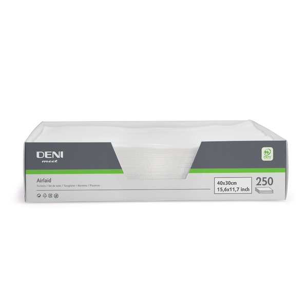 Deni meet Tischset Airlaid, 30 × 40 cm, weiss - Webstar - Hygiene- und Verbrauchsartikel - Medizin- und Pflegeprodukte - Kiosk- und Shopartikel - Fun Food Service - Schweiz - Articles d’hygiène et consommables - Produits médicaux et de soins - Produits de kiosque et de magasin - Fun Food Service - Suisse