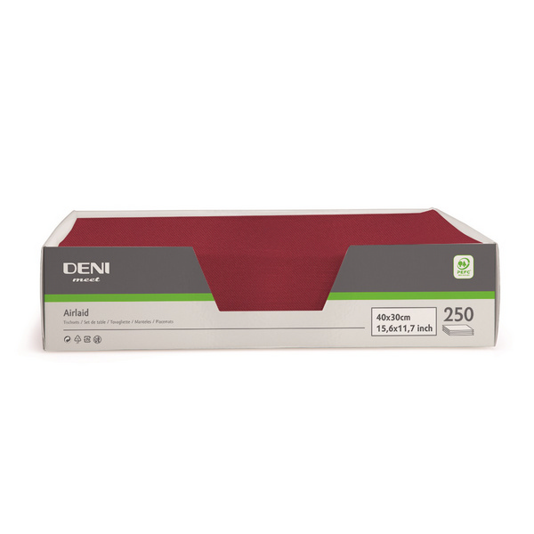 Deni meet Tischset Airlaid, 30 × 40 cm, bordeaux - Webstar - Hygiene- und Verbrauchsartikel - Medizin- und Pflegeprodukte - Kiosk- und Shopartikel - Fun Food Service - Schweiz - Articles d’hygiène et consommables - Produits médicaux et de soins - Produits de kiosque et de magasin - Fun Food Service - Suisse