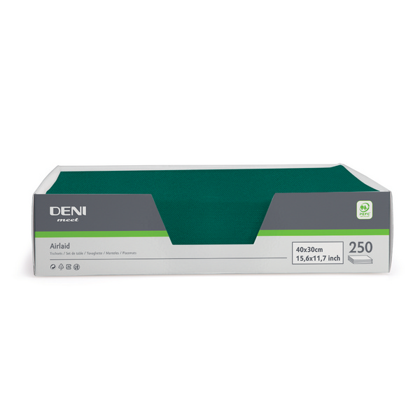 Deni meet Tischset Airlaid, 30 × 40 cm, tannengrün - Webstar - Hygiene- und Verbrauchsartikel - Medizin- und Pflegeprodukte - Kiosk- und Shopartikel - Fun Food Service - Schweiz - Articles d’hygiène et consommables - Produits médicaux et de soins - Produits de kiosque et de magasin - Fun Food Service - Suisse