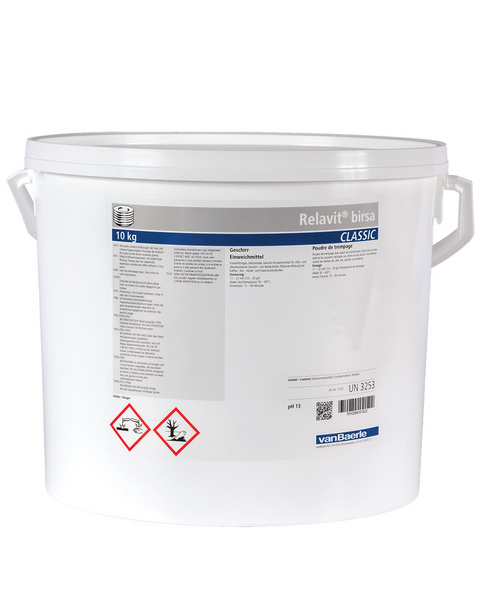 Relavit birsa Classic Geschirr-Tauchreiniger weiss, pulverförmig, pH: 12,9, chlorhaltig, 10 kg, Konzentrat - Webstar - Hygiene- und Verbrauchsartikel - Medizin- und Pflegeprodukte - Kiosk- und Shopartikel - Fun Food Service - Schweiz - Articles d’hygiène et consommables - Produits médicaux et de soins - Produits de kiosque et de magasin - Fun Food Service - Suisse