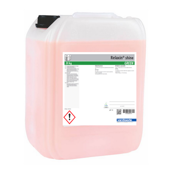 Relaxin shine Green Klarspüler süsslicher Geruch, rosa, flüssig, pH: 1,75, umweltschonend, 20 kg - Webstar - Hygiene- und Verbrauchsartikel - Medizin- und Pflegeprodukte - Kiosk- und Shopartikel - Fun Food Service - Schweiz - Articles d’hygiène et consommables - Produits médicaux et de soins - Produits de kiosque et de magasin - Fun Food Service - Suisse