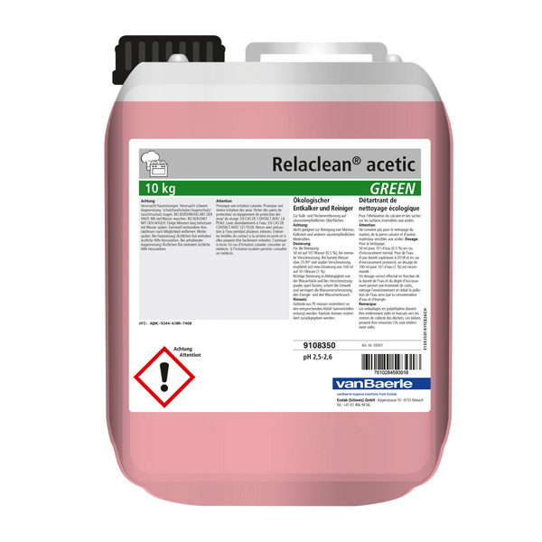 Relaclean acetic Ökologischer Putzessig parfümiert, hellrosa, flüssig, pH 2.5-2.6, biologisch abbaubar, 10Kg, Konzentrat relaclean-acetic-okologischer-putzessig-parfumiert-hellrosa-flussig-ph-2-5-2-6-biologisch-abbaubar-10kg-konzentrat-50-172651 - Webstar - Hygiene- und Verbrauchsartikel - Medizin- und Pflegeprodukte - Kiosk- und Shopartikel - Fun Food Service - Schweiz - Articles d’hygiène et consommables - Produits médicaux et de soins - Produits de kiosque et de magasin - Fun Food Service - S