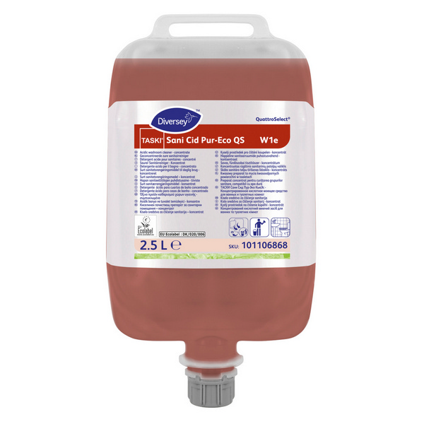 TASKI Sani Cid Pur-Eco W1e Allzweckreiniger parfümiert, rot, flüssig, pH: <2, biologisch abbaubar, 2,5 Liter, Konzentrat, QuattroSelect - Webstar - Hygiene- und Verbrauchsartikel - Medizin- und Pflegeprodukte - Kiosk- und Shopartikel - Fun Food Service - Schweiz - Articles d’hygiène et consommables - Produits médicaux et de soins - Produits de kiosque et de magasin - Fun Food Service - Suisse