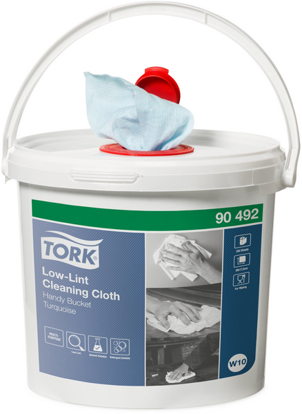 Tork Premium fusselarme Reinigungstücher im Spendereimer - W10 System
