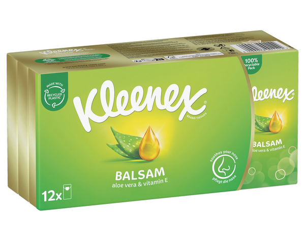 Kimberly-Clark Kleenex Taschentücher Balsam 4-lagig, weiss, 21 × 21 cm, 16 × 12 Packungen à 9 Tücher - Webstar - Hygiene- und Verbrauchsartikel - Medizin- und Pflegeprodukte - Kiosk- und Shopartikel - Fun Food Service - Schweiz - Articles d’hygiène et consommables - Produits médicaux et de soins - Produits de kiosque et de magasin - Fun Food Service - Suisse