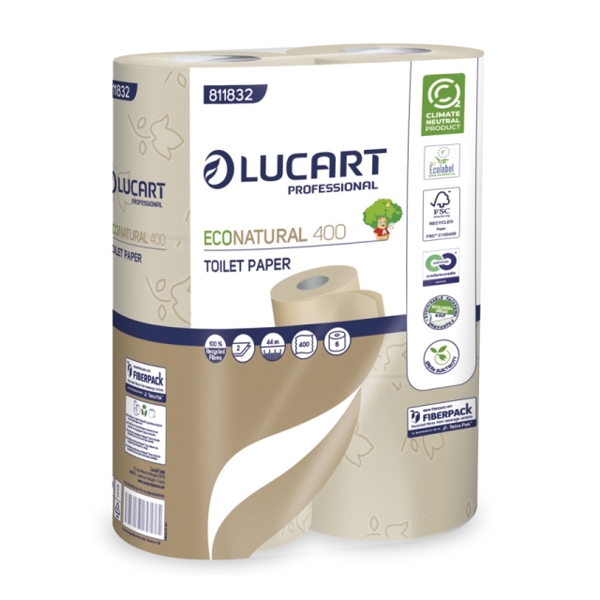 Lucart EcoNatural 400 Toilettenpapier Kleinrollen Recycling, 2-lagig, Rolle à 400 Blatt, 9,6 × 11 cm, havanna, Blumenprägung - Webstar - Hygiene- und Verbrauchsartikel - Medizin- und Pflegeprodukte - Kiosk- und Shopartikel - Fun Food Service - Schweiz - Articles d’hygiène et consommables - Produits médicaux et de soins - Produits de kiosque et de magasin - Fun Food Service - Suisse