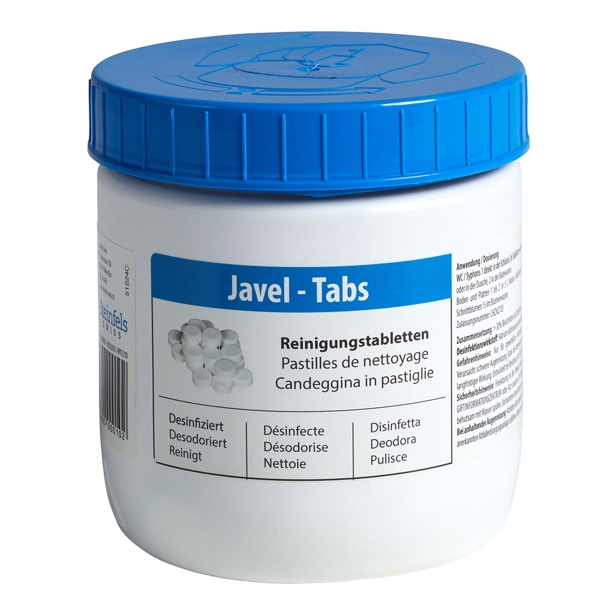 Javel Tabs Reinigungstabs weiss, fest, pH: 6, chlorhaltig, 500 g, ca. 145 Tabs, gebrauchsfertig - Webstar - Hygiene- und Verbrauchsartikel - Medizin- und Pflegeprodukte - Kiosk- und Shopartikel - Fun Food Service - Schweiz - Articles d’hygiène et consommables - Produits médicaux et de soins - Produits de kiosque et de magasin - Fun Food Service - Suisse