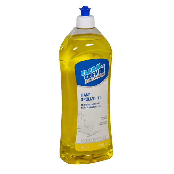 CLEAN and CLEVER Handspülmittel PRO 11 Zitrusduft, gelb, flüssig, pH: 6 - 7, alkoholhaltig, 8 × 1 Liter, Konzentrat - Webstar - Hygiene- und Verbrauchsartikel - Medizin- und Pflegeprodukte - Kiosk- und Shopartikel - Fun Food Service - Schweiz - Articles d’hygiène et consommables - Produits médicaux et de soins - Produits de kiosque et de magasin - Fun Food Service - Suisse