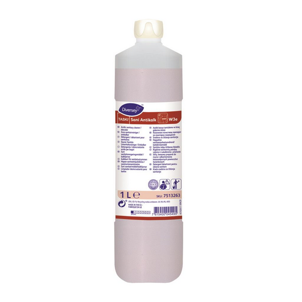 TASKI Sani Antikalk W3e Sanitärreiniger parfümiert, farblos, flüssig, pH: <2, 1 Liter, gebrauchsfertig und Konzentrat (je nach Anwendung) - Webstar - Hygiene- und Verbrauchsartikel - Medizin- und Pflegeprodukte - Kiosk- und Shopartikel - Fun Food Service - Schweiz - Articles d’hygiène et consommables - Produits médicaux et de soins - Produits de kiosque et de magasin - Fun Food Service - Suisse