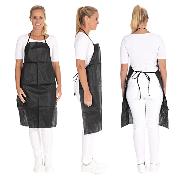 HYGOSTAR Latzschürze PP-Vlies, einweg, 90 × 70 cm, 40 g/m², feuchtigkeitsabweisend schwarz - Webstar - Hygiene- und Verbrauchsartikel - Medizin- und Pflegeprodukte - Articles d’hygiène et consommables - Produits médicaux et de soins