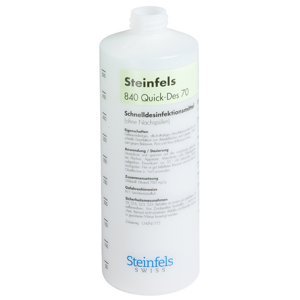 Sprühflasche Steinfels 840 Quick-Des 70 T2 leer, farblos, 500 ml, ohne Sprühkopf - Webstar - Hygiene- und Verbrauchsartikel - Medizin- und Pflegeprodukte - Kiosk- und Shopartikel - Fun Food Service - Schweiz - Articles d’hygiène et consommables - Produits médicaux et de soins - Produits de kiosque et de magasin - Fun Food Service - Suisse