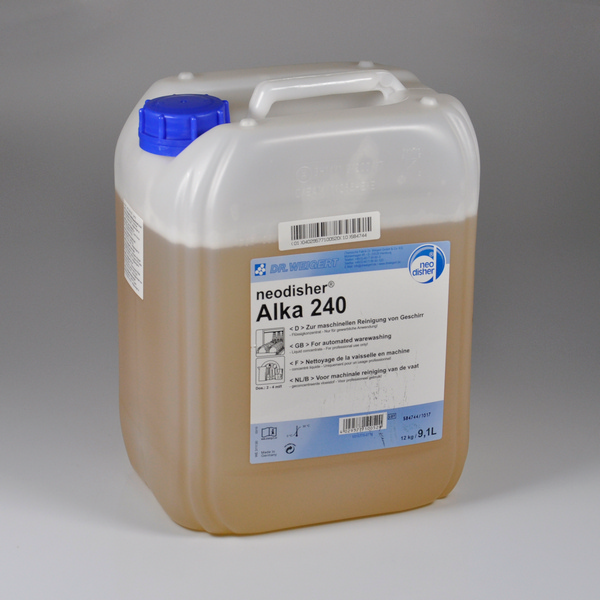 neodisher Alka 240 maschinelles Geschirrwaschmittel farblos, flüssig, pH: 14, 12 kg - Webstar - Hygiene- und Verbrauchsartikel - Medizin- und Pflegeprodukte - Kiosk- und Shopartikel - Fun Food Service - Schweiz - Articles d’hygiène et consommables - Produits médicaux et de soins - Produits de kiosque et de magasin - Fun Food Service - Suisse