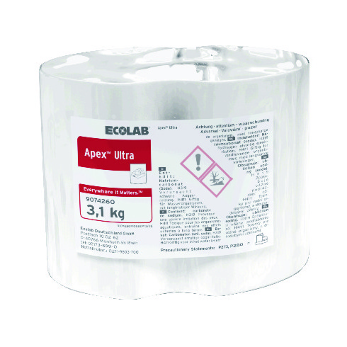 Apex Ultra maschinelles Geschirrwaschmittel weiss, fest, pH: 10,5 - 11, chlorhaltig, 3,1 kg, über Dosiergerät - Webstar - Hygiene- und Verbrauchsartikel - Medizin- und Pflegeprodukte - Kiosk- und Shopartikel - Fun Food Service - Schweiz - Articles d’hygiène et consommables - Produits médicaux et de soins - Produits de kiosque et de magasin - Fun Food Service - Suisse
