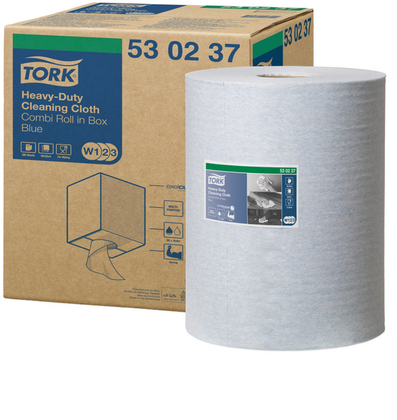 Tork Premium extra starke Reinigungstücher 530 - Kombirolle im Karton - W1 / W2 / W3 System