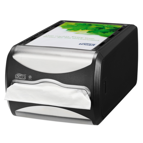 Tork Xpressnap Serviettenspender – N4 System Kunststoff, H: 145 B: 191 T: 307 mm, für ca. 550 Servietten, schwarz - Webstar - Hygiene- und Verbrauchsartikel - Medizin- und Pflegeprodukte - Kiosk- und Shopartikel - Fun Food Service - Schweiz - Articles d’hygiène et consommables - Produits médicaux et de soins - Produits de kiosque et de magasin - Fun Food Service - Suisse