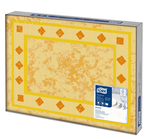Tork Advanced Tischset 42 × 30 cm, 1-lagig, gelb mit orange Karo - Webstar - Hygiene- und Verbrauchsartikel - Medizin- und Pflegeprodukte - Kiosk- und Shopartikel - Fun Food Service - Schweiz - Articles d’hygiène et consommables - Produits médicaux et de soins - Produits de kiosque et de magasin - Fun Food Service - Suisse