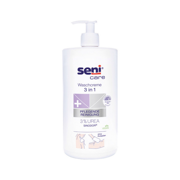 Seni Care 3 in 1 Waschcreme 3% Urea reinigt, pflegt und schützt die Haut, 1000ml - Webstar - Hygiene- und Verbrauchsartikel - Medizin- und Pflegeprodukte - Kiosk- und Shopartikel - Fun Food Service - Schweiz - Articles d’hygiène et consommables - Produits médicaux et de soins - Produits de kiosque et de magasin - Fun Food Service - Suisse