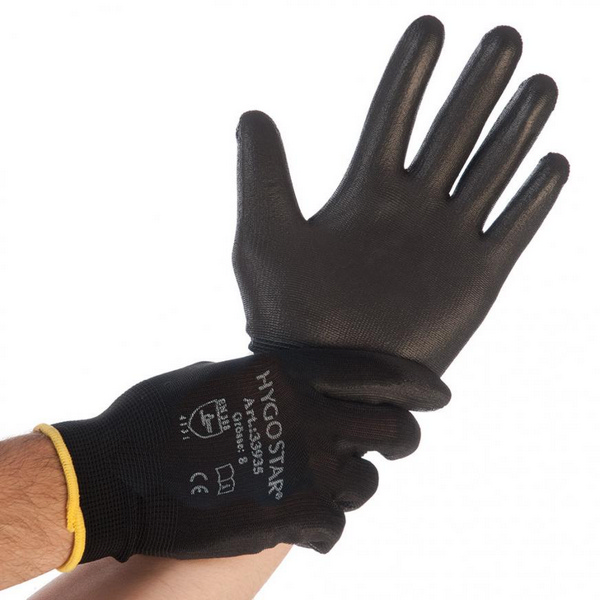 HYGOSTARN BLACK ACE Arbeitshandschuhe Nylon, schwarz, PU beschichtet, 250 mm, Gr. L - Webstar - Hygiene- und Verbrauchsartikel - Medizin- und Pflegeprodukte - Kiosk- und Shopartikel - Fun Food Service - Schweiz - Articles d’hygiène et consommables - Produits médicaux et de soins - Produits de kiosque et de magasin - Fun Food Service - Suisse