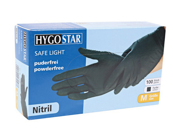 HYGOSTAR SAFE LIGHT Einweghandschuhe Nitril, schwarz, puderfrei, unsteril Gr. XXL - Webstar - Hygiene- und Verbrauchsartikel - Medizin- und Pflegeprodukte - Articles d’hygiène et consommables - Produits médicaux et de soins