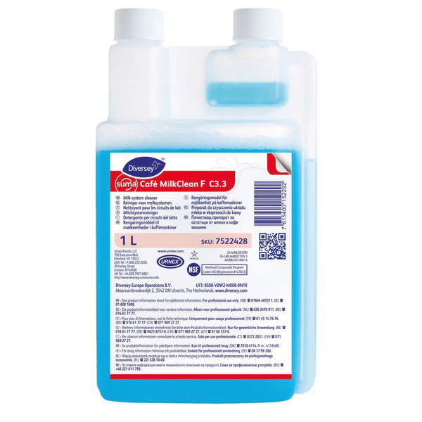 Suma Café MilkClean F C3.3 Milchsystemreiniger blau, flüssig, pH: 2,44, 1 Liter, Konzentrat - Webstar - Hygiene- und Verbrauchsartikel - Medizin- und Pflegeprodukte - Kiosk- und Shopartikel - Fun Food Service - Schweiz - Articles d’hygiène et consommables - Produits médicaux et de soins - Produits de kiosque et de magasin - Fun Food Service - Suisse