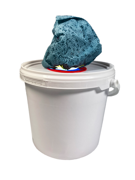 Feuchte Reinigungstücher in weisser Spenderbox