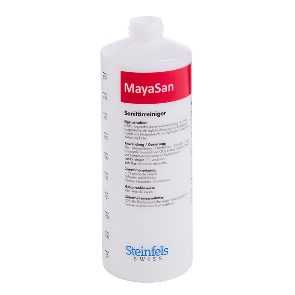 Sprühflasche Steinfels MayaSan T2 leer, farblos, 500 ml, ohne Sprühkopf - Webstar - Hygiene- und Verbrauchsartikel - Medizin- und Pflegeprodukte - Kiosk- und Shopartikel - Fun Food Service - Schweiz - Articles d’hygiène et consommables - Produits médicaux et de soins - Produits de kiosque et de magasin - Fun Food Service - Suisse